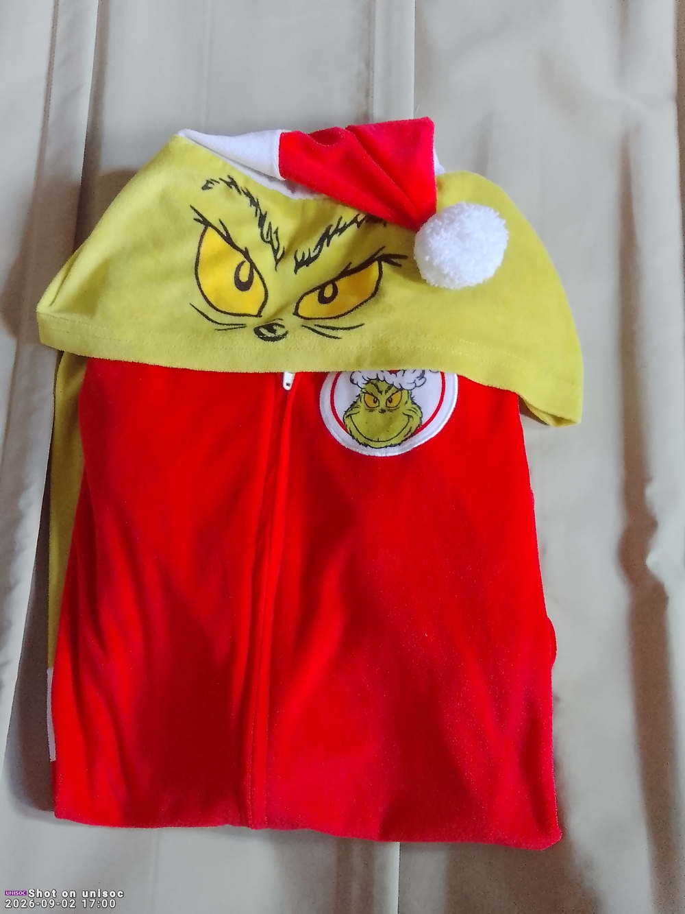 Dr. Seuss The Grinch Red and Lime Green Kids One-Piece Hooded Sleep Sack